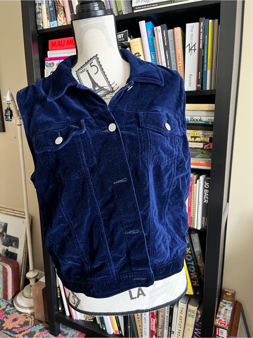 Vintage Cotton Ginny Navy Blue Velvet Vest